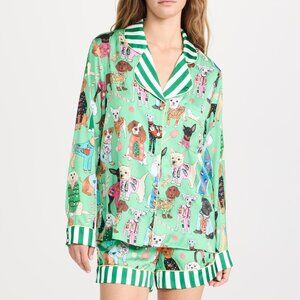 NEW Karen Mabon SET Christmas Sweater Day-Dogs Long Sleeve with Shorts Pajamas M